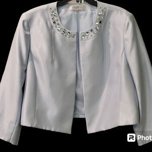 Kasper 18 Blazer NWT $139 Powder Blue Shimmer & Beaded Neckline